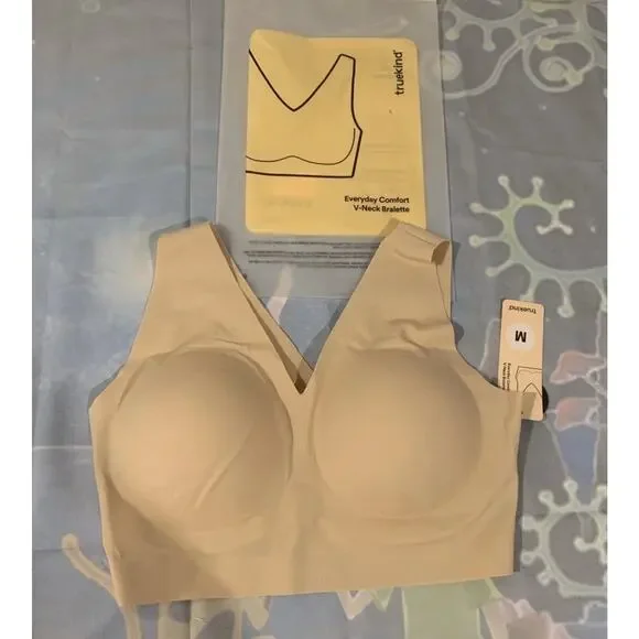 Truekind Bra Everyday Comfort V Neck Bralette Beige NWT Womens Medium - Picture 5 of 6